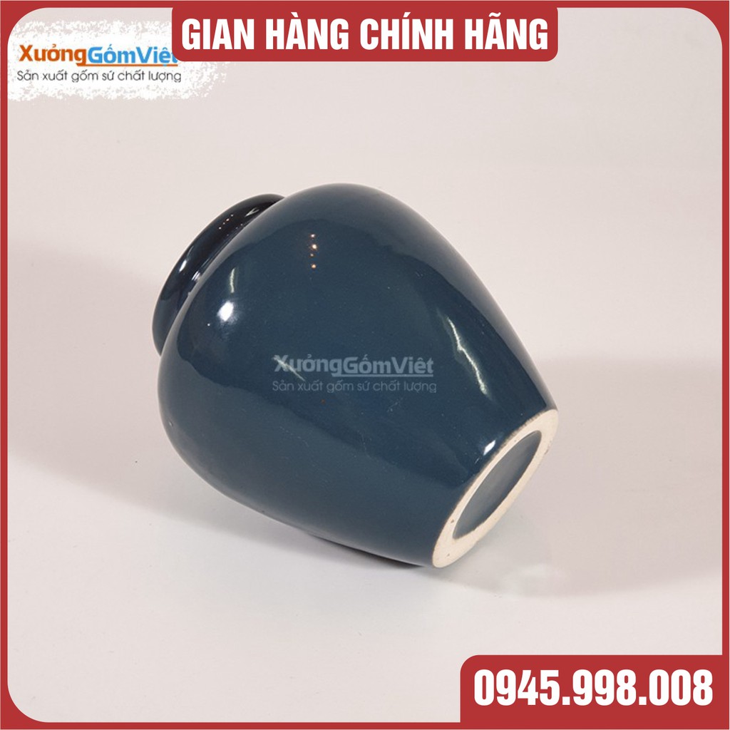 Lu uống bia kiểu mới - sáng tạo mới của gốm Bát Tràng-hàng vuốt tay dung tích 400ml - XANH COBAN - XƯỞNG GỐM VIỆT