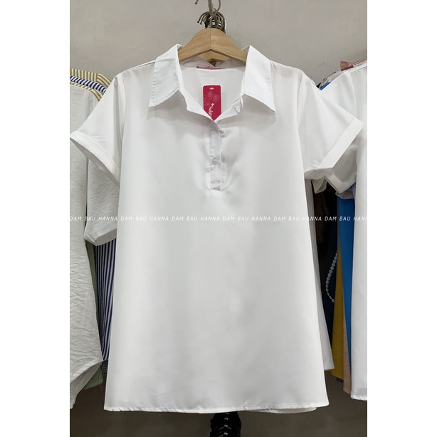 [SIZE 40-80KG] Áo bầu sơ mi màu trắng công sở lịch sự vải lụa mềm mát giá rẻ tphcm kiểu dáng dễ thương fom A gọn gàng