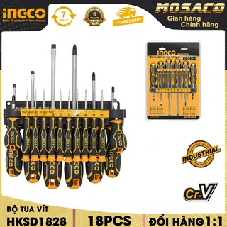 Bộ 18 tua vít cao cấp ingco hksd1828 cr-v đa năng không bị toét đầu khi vặn/mở mạnh, đuôi tròn sử dựng để vặn mở ốc vít