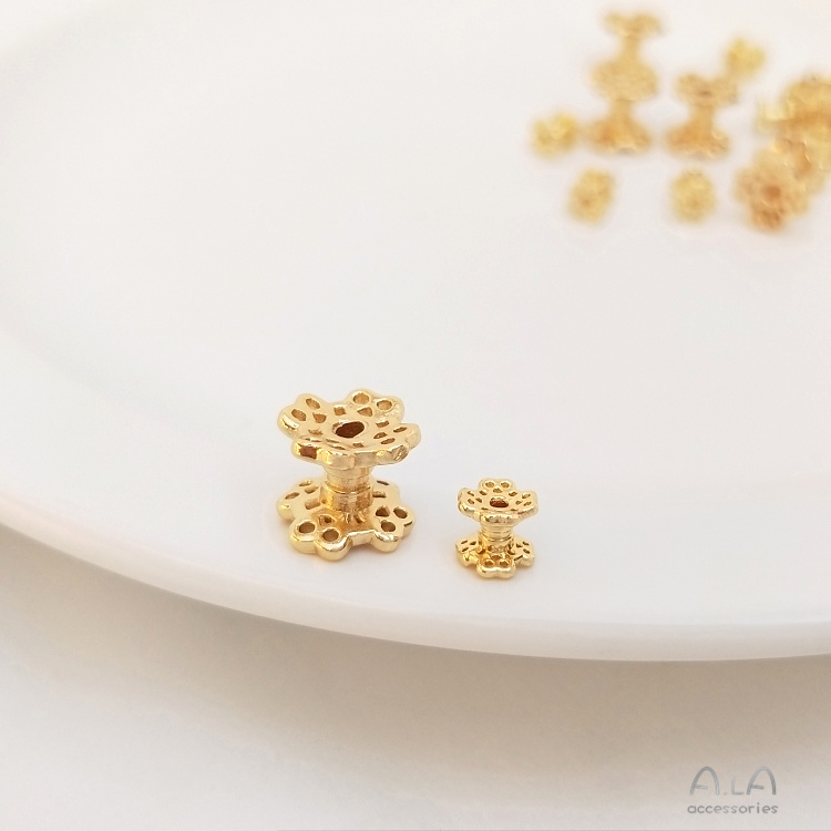 [little Blu] Bộ 20 Hạt Xỏ Vòng Tay 14K Hai Mặt Mạ Vàng Đồng Dùng Làm Đồ Trang Sức Thủ Công diy