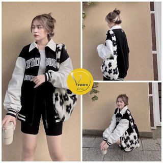 Áo khoác KYMBO nữ cổ bẻ phối tay form rộng thời trang - VENUS