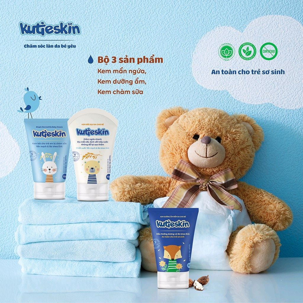 KUTIESKIN - BỘ SẢN PHẨM CHĂM SÓC LÀN DA BÉ