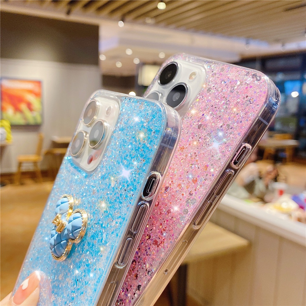 Ốp Điện Thoại Silicon Mềm Họa Tiết Hoạt Hình Lấp Lánh Dễ Thương Cho iPhone 13 12 11 Pro Max XR X XS Max