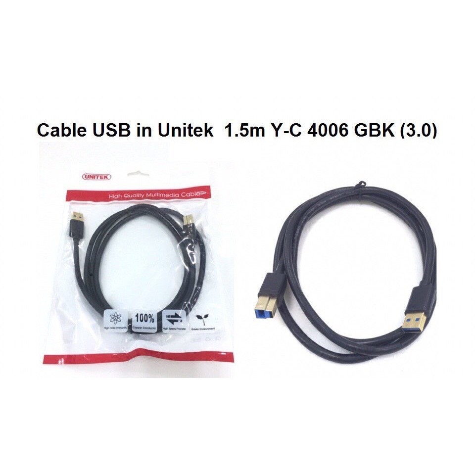 Cáp usb máy in 3.0 1.5m UNITEK YC 4006gbk