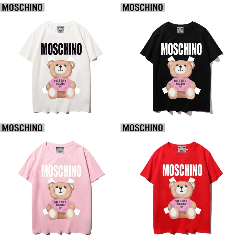 Áo thun tay ngắn cổ tròn in hình gấu Moschino