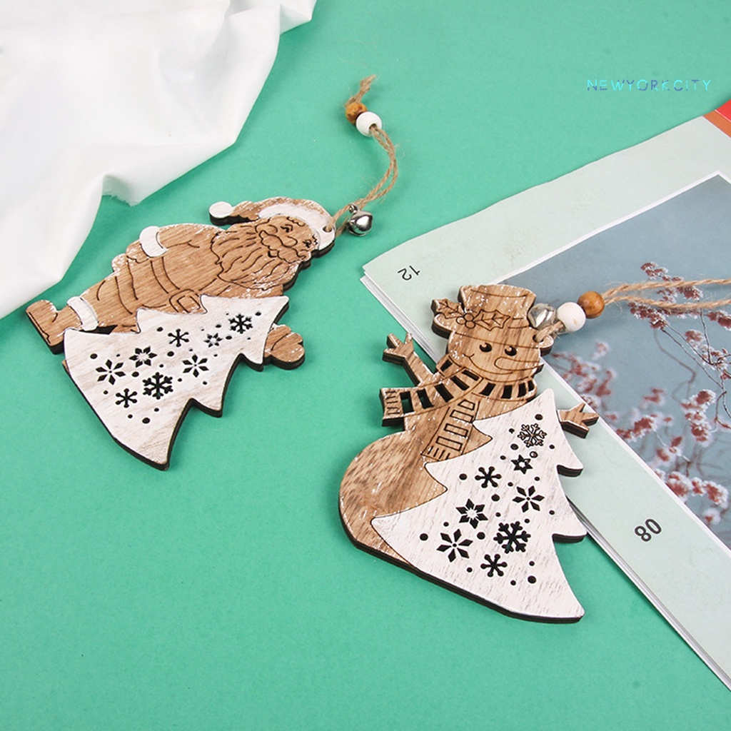 Phụ Kiện Treo Trang Trí Giáng Sinh Bằng Gỗ Hình Ông Già Noel Hoạt Hình Thân Thiện Với Môi Trường