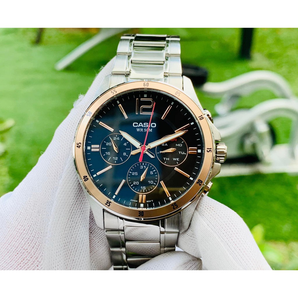 Đồng hồ nam Casio chính hãng MTP-1374, dây kim loại | BigBuy360 - bigbuy360.vn