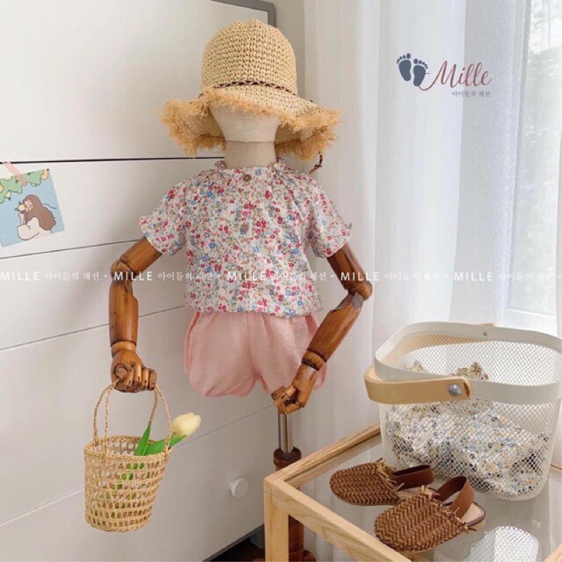 Vải thô cotton mềm mát hoa nhí