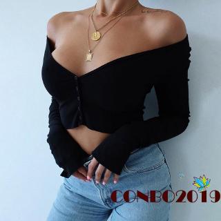 Áo Croptop Nữ Dài Tay Trễ Vai Quyến Rũ