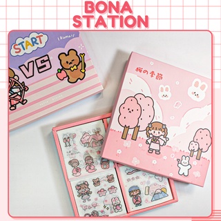 Hộp 100 tấm sticker hình dán dễ thương trang trí sổ tay | BSB138
