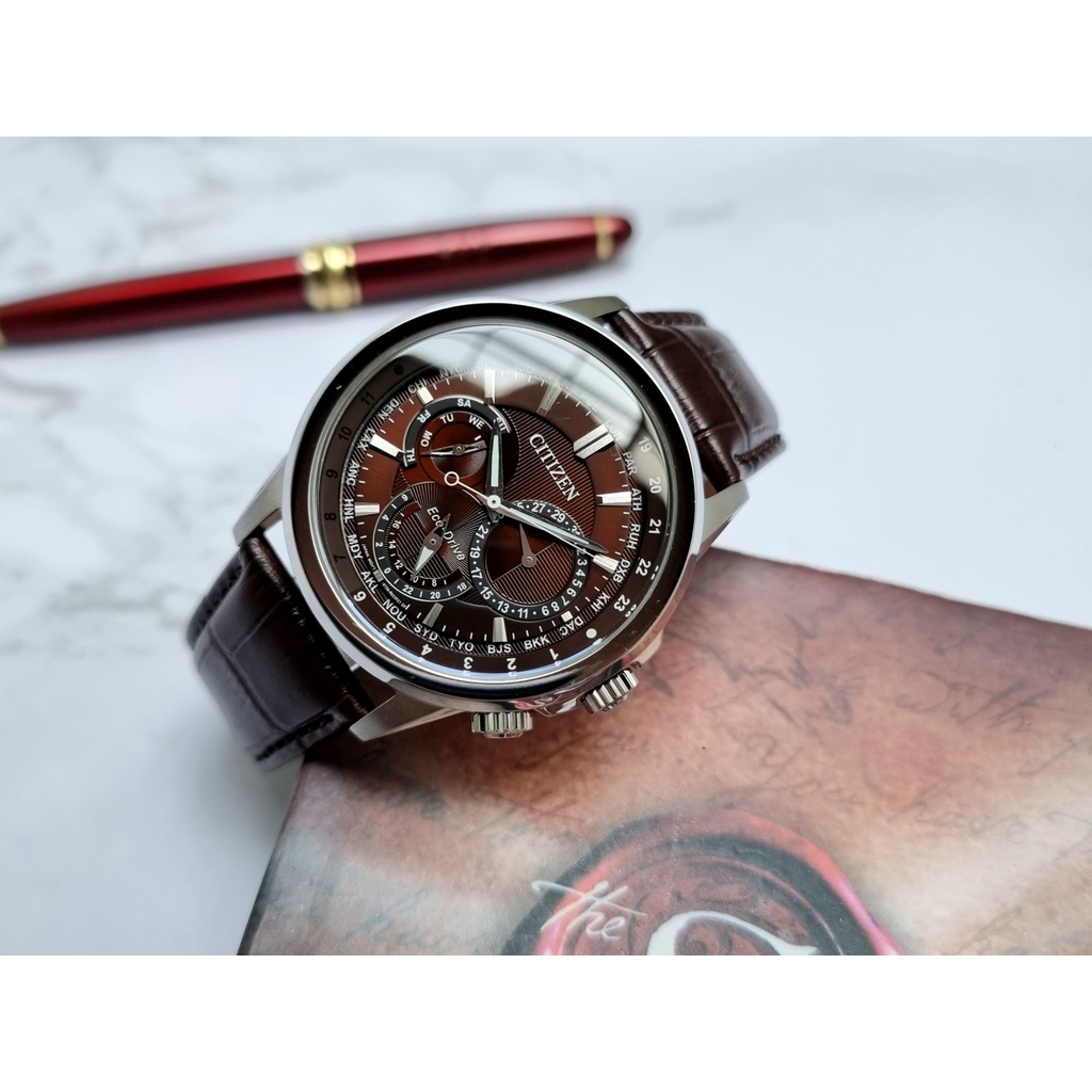 Đồng Hồ Nam Citizen BU2020-29X Eco-Drive Dây Da Nâu Mặt Nâu