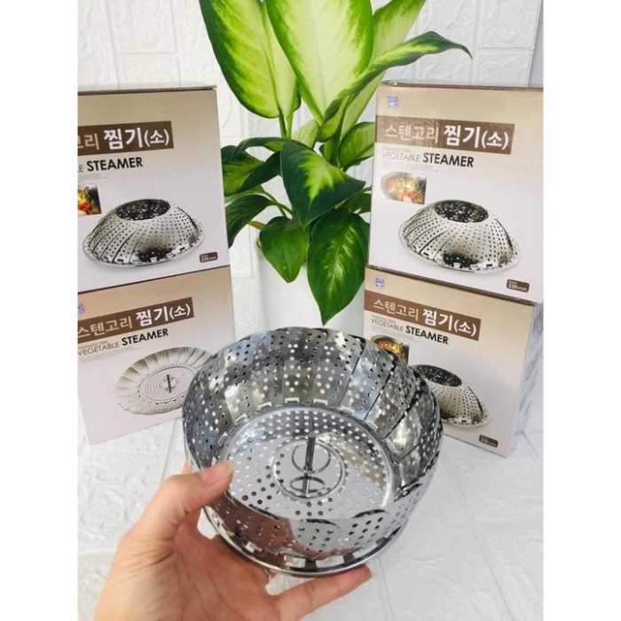 Xửng hấp vỉ hấp inox gấp gọn thông minh đa năng Hàn Quốc GGOMI GG834 size L (Có thể điều chỉnh độ mở rộng)