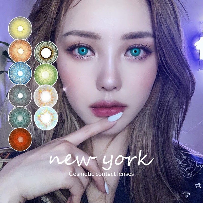 Kính áp tròng 0 độ lens cosplay New York xanh dương xanh lá tím đỏ cam vàng