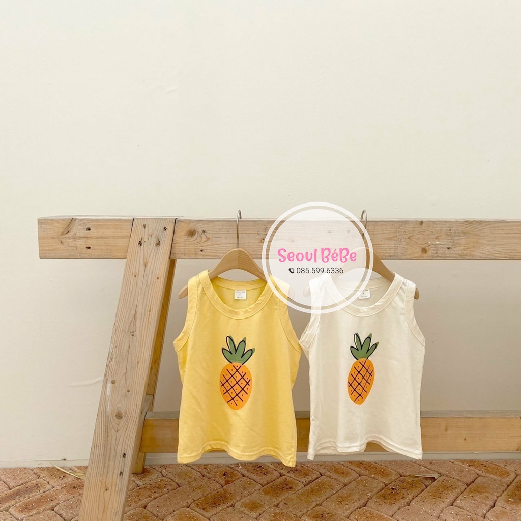 Áo phông hoạ tiết quả dứa phù hợp với mùa hè dành cho bé Blackbean Pineapple made ...