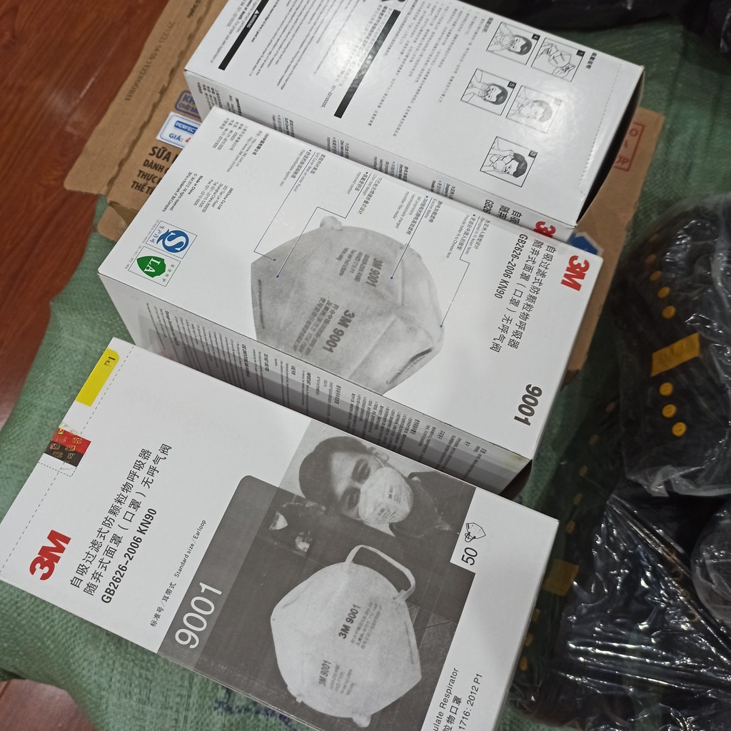 Hộp khẩu trang kháng khuẩn lọc bụi 3M 9001(50 cái/hộp) - Hình thật, hàng sẵn