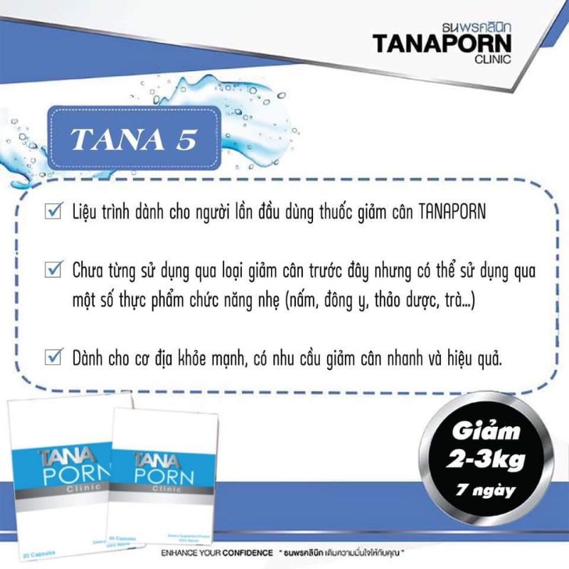 Giảm cân Tanaporn 5 ( Ltrinh 1 tuần )