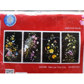 Tranh thêu chữ thập Tứ Quý Mai Lan Trúc Cúc 222489 (34x53x4) chưa thêu