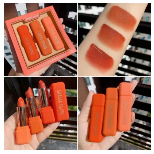 Bộ 3 thỏi son lì Sivanna Colors Luxury Liquid Lipstick Thái Lan