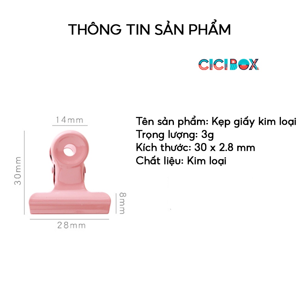 Kẹp giấy kim loại nhiều màu siêu xinh Kẹp tài liệu giấy tờ văn phòng CICIBOX