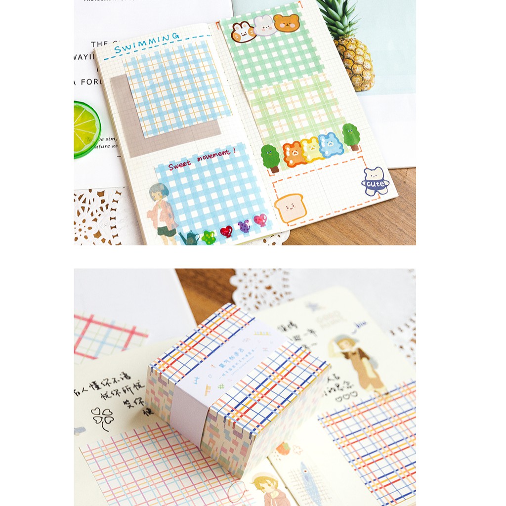 Tập 400 tờ giấy Note ghi chú hình Caro - Giấy trang trí Bullet journal, album, thiệp