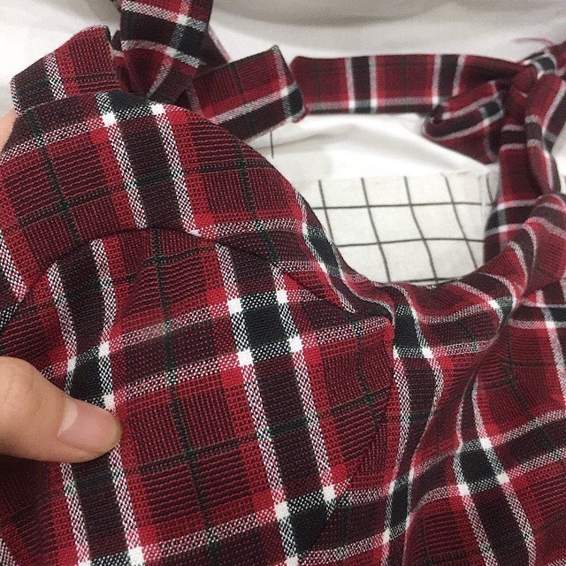 Đầm hai dây caro vai nơ xòe nhẹ đuôi cá siêu xinh Mariko dress