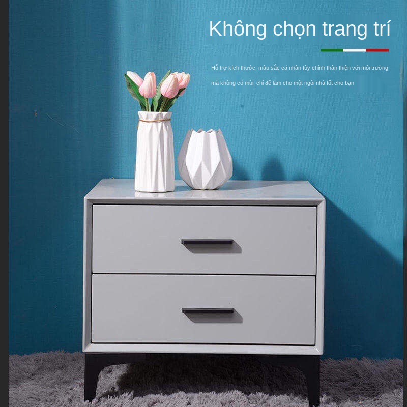 Tủ đầu giường bằng gỗ nguyên khối sang trọng nhẹ nhàng lưu trữ hiện đại tối giản kiểu Bắc Âu đựng đồ phòng ngủ nhỏ m