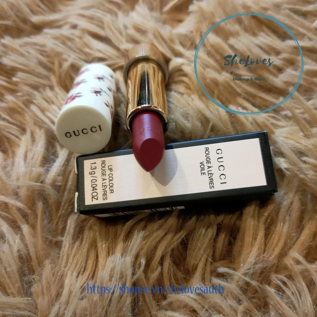 son Gucci Vỏ Hoa Rouge À Lèvres Voile Sang chảnh quý tộc đủ màu Auth 508 203 500 25*