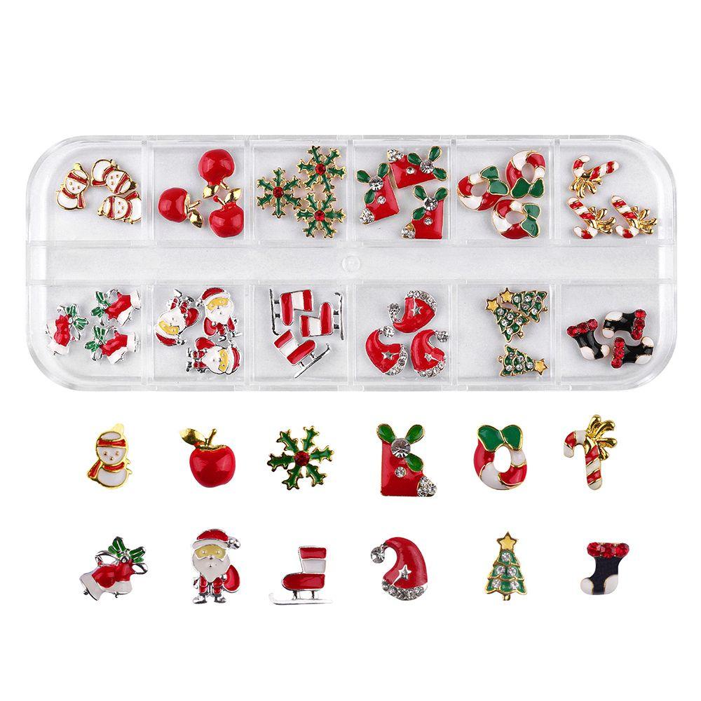 OCEANMAP Phụ Kiện Kim Loại Trang Trí Móng Tay 3D Chủ Đề Giáng Sinh