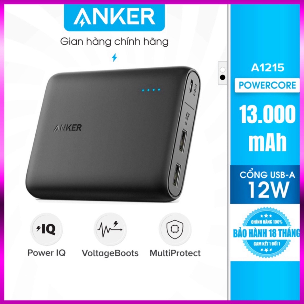 Pin sạc dự phòng ANKER PowerCore 13000mAh - A1215 (siêu ưu đãi)