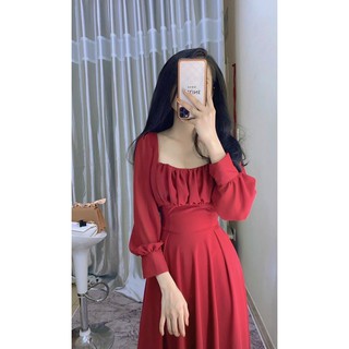 ĐẦM MAXI CỔ VUÔNG DÁNG XOÈ