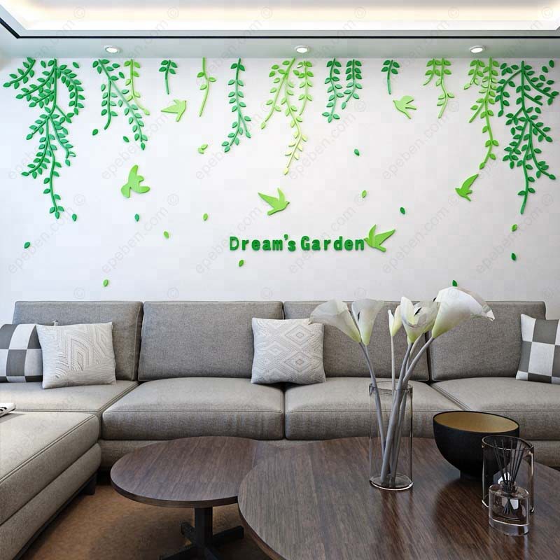 Tranh dán tường mica 3d decor khổ lớn khu vườn trong mơ trang trí phòng khách, phòng ngủ Nhiều Size - EPeBen