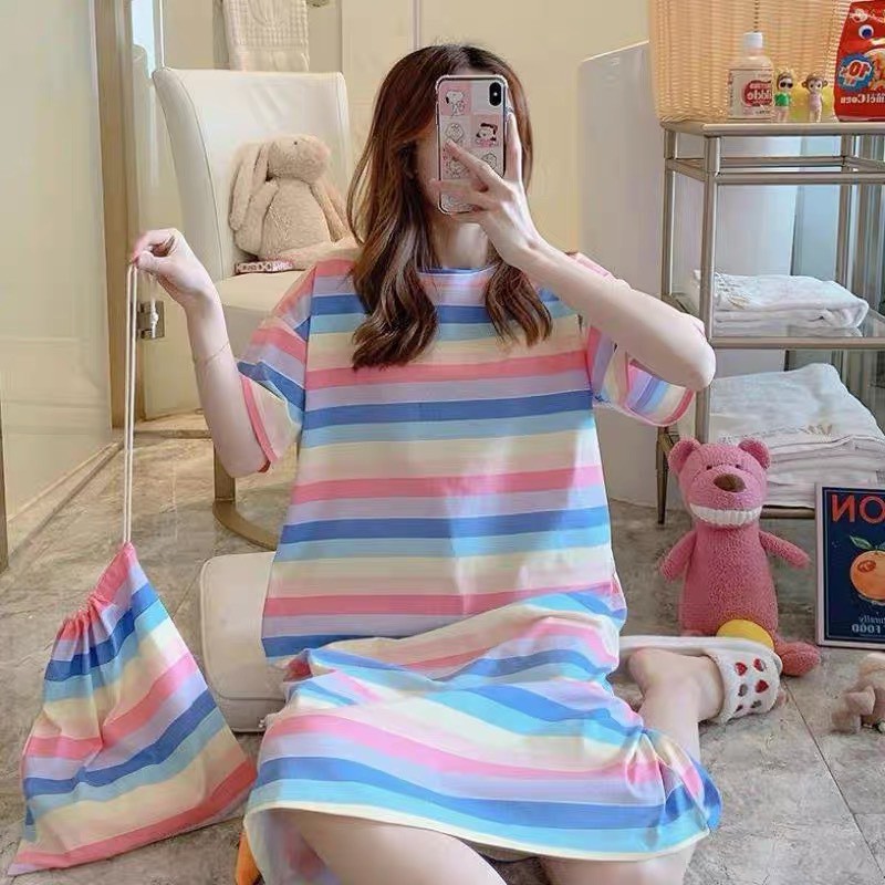 Váy Ngủ - Váy mặc nhà chất thun cotton họa tiết siêu kute dễ thương V285 (KHÔNG KÈM TÚI)