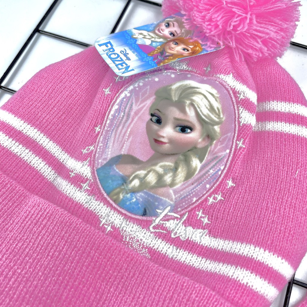 Khăn len choàng cổ, mũ len cho bé, găng tay. Khăn mũ bộ hình elsa hồng siêu đáng yêu