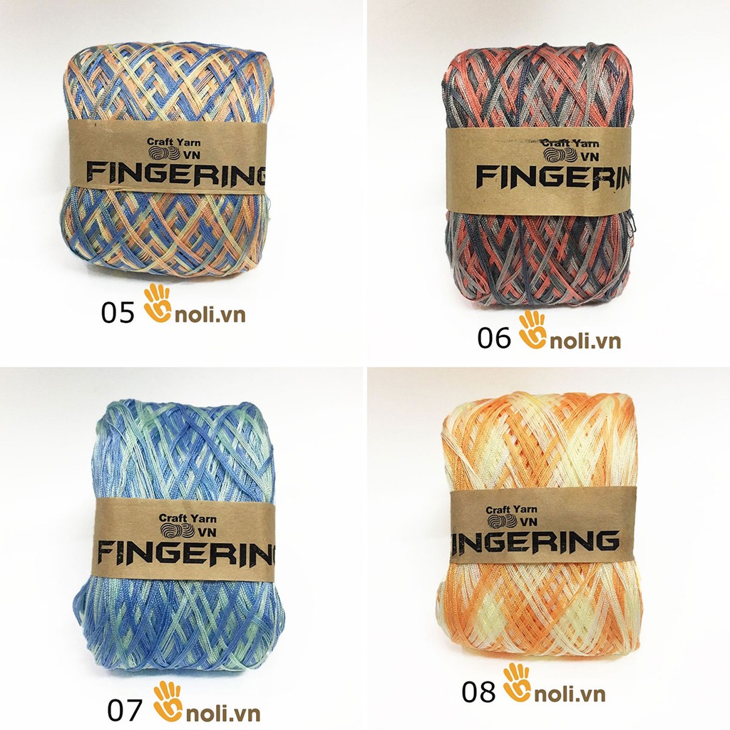 Sợi cotton bóng Fingering loang 100gr