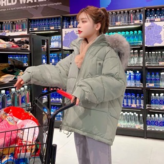 Áo phao ulzzang mũ lông