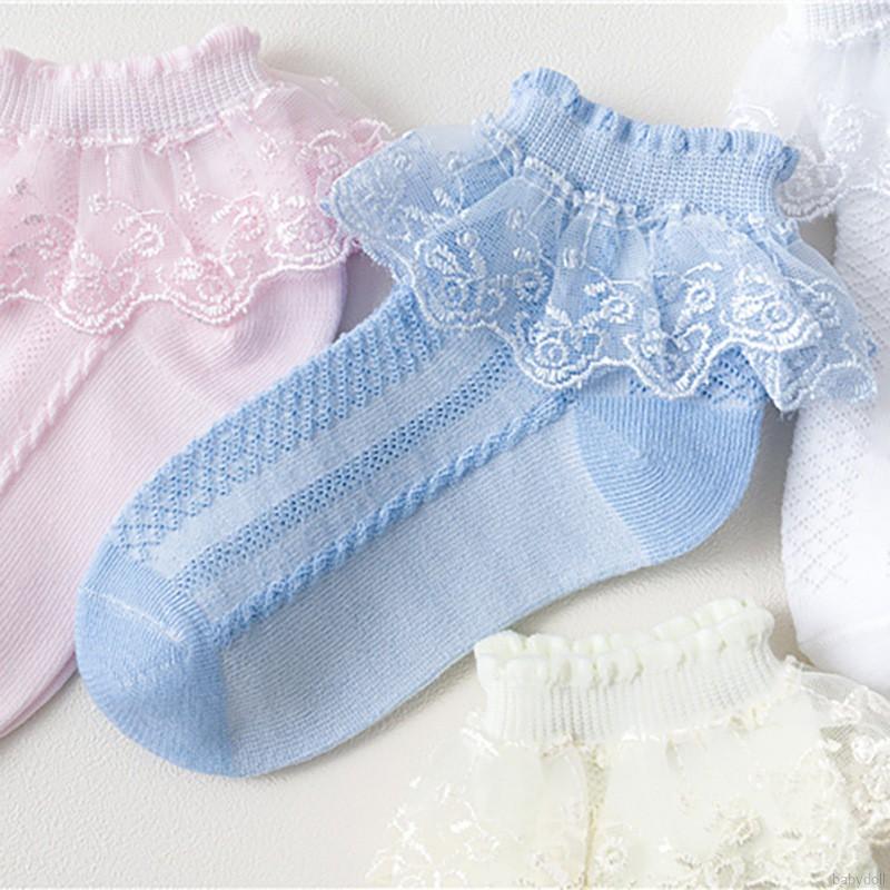 Vớ cotton phối ren đáng yêu cho bé gái