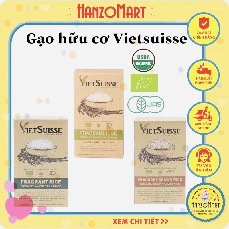 Gạo hữu cơ cho bé ăn dặm Vietsuisse / Hokkaido / Gạo ngũ cốc (túi 1kg)