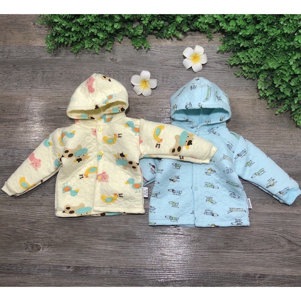 [NHẬP KIDTET hoàn 15% xu đơn 150k] Áo Khoác trần bông có mũ mềm nhẹ cho bé