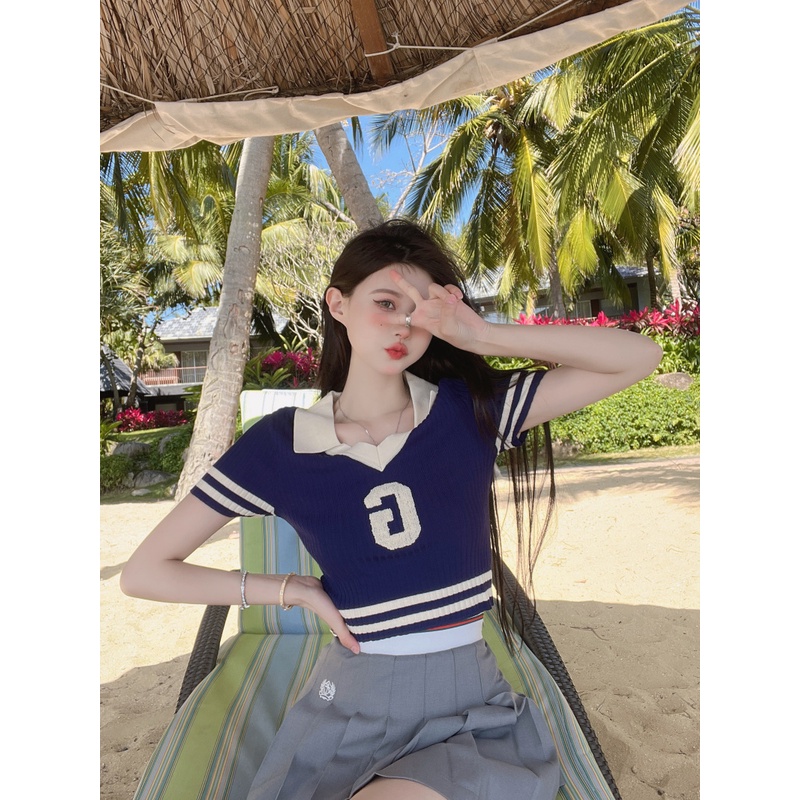 Porozi  Áo Thun Croptop Áo Crop Top Mỏng Tay Ngắn Cổ Chữ v Phong Cách Thời Trang Hàn Quốc Có 3 Màu Sắc Chọn Lựa