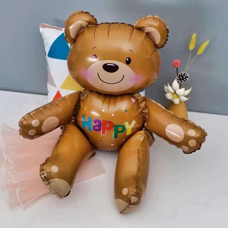 Bong Bóng Hình Gấu 3D Bằng Lá Kim Loại Trang Trí Tiệc Sinh Nhật/Đám Cưới