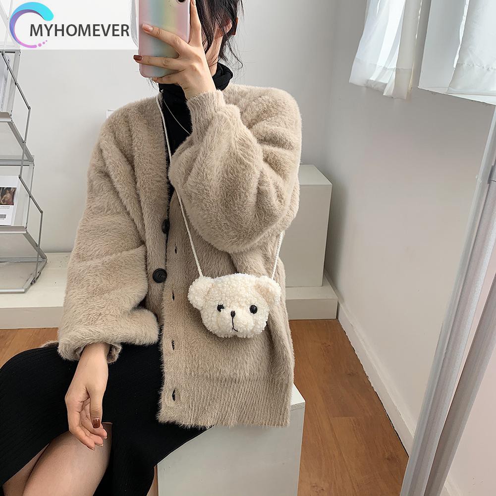 Túi Đeo Chéo Hình Gấu Nhồi Bông Xinh Xắn Cho Nữ