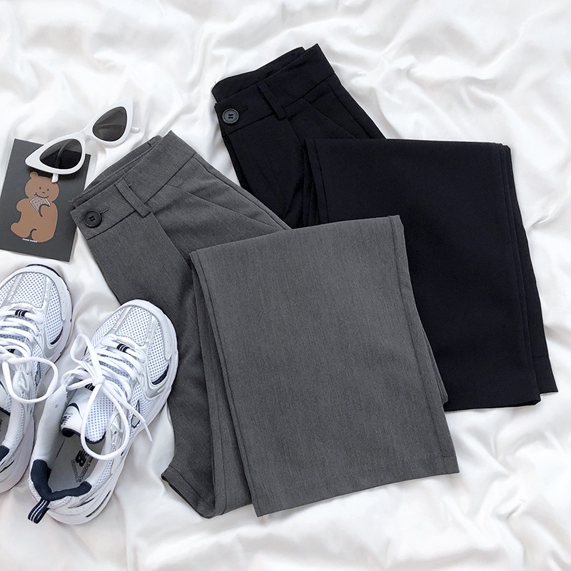 Quần vải ống suông cạp cao ống rộng phong cách Hàn Quốc cực thời trang style sành điệu