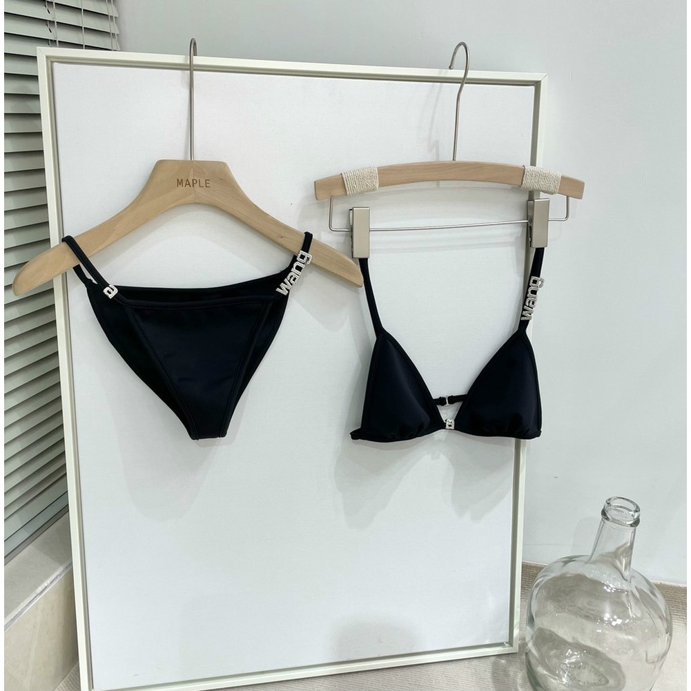 Bộ Bikini 2 Mảnh Màu Đen Lưng Cao Quyến Rũ Cho Nữ