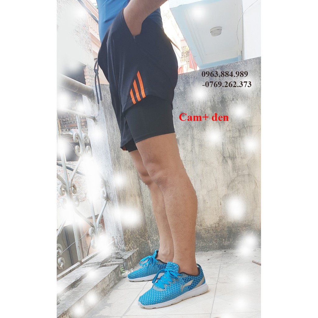 Bộ quần tập Gym, chơi thể thao: Quần đùi + Quần giữ nhiệt