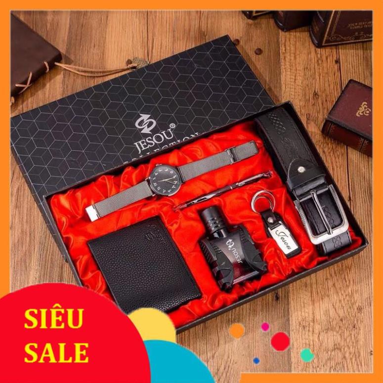 RẺ NHẤT SHOPEE [OD 30 NGÀY] Hộp combo ví, đồng hồ, nước hoa,chìa khoá xe, bút nam