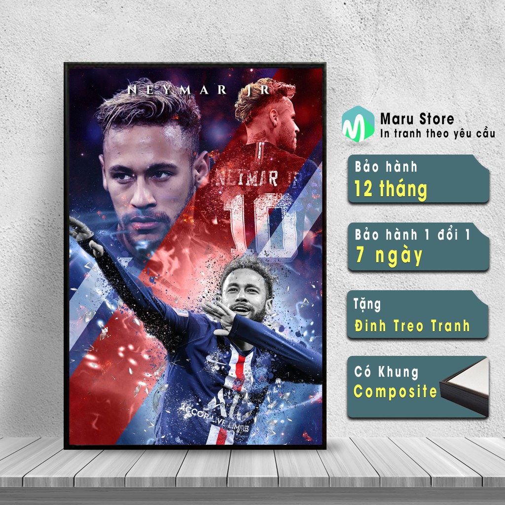 Tranh Canvas Neymar, Có Khung Cao Cấp, Trang Trí Góc Gaming