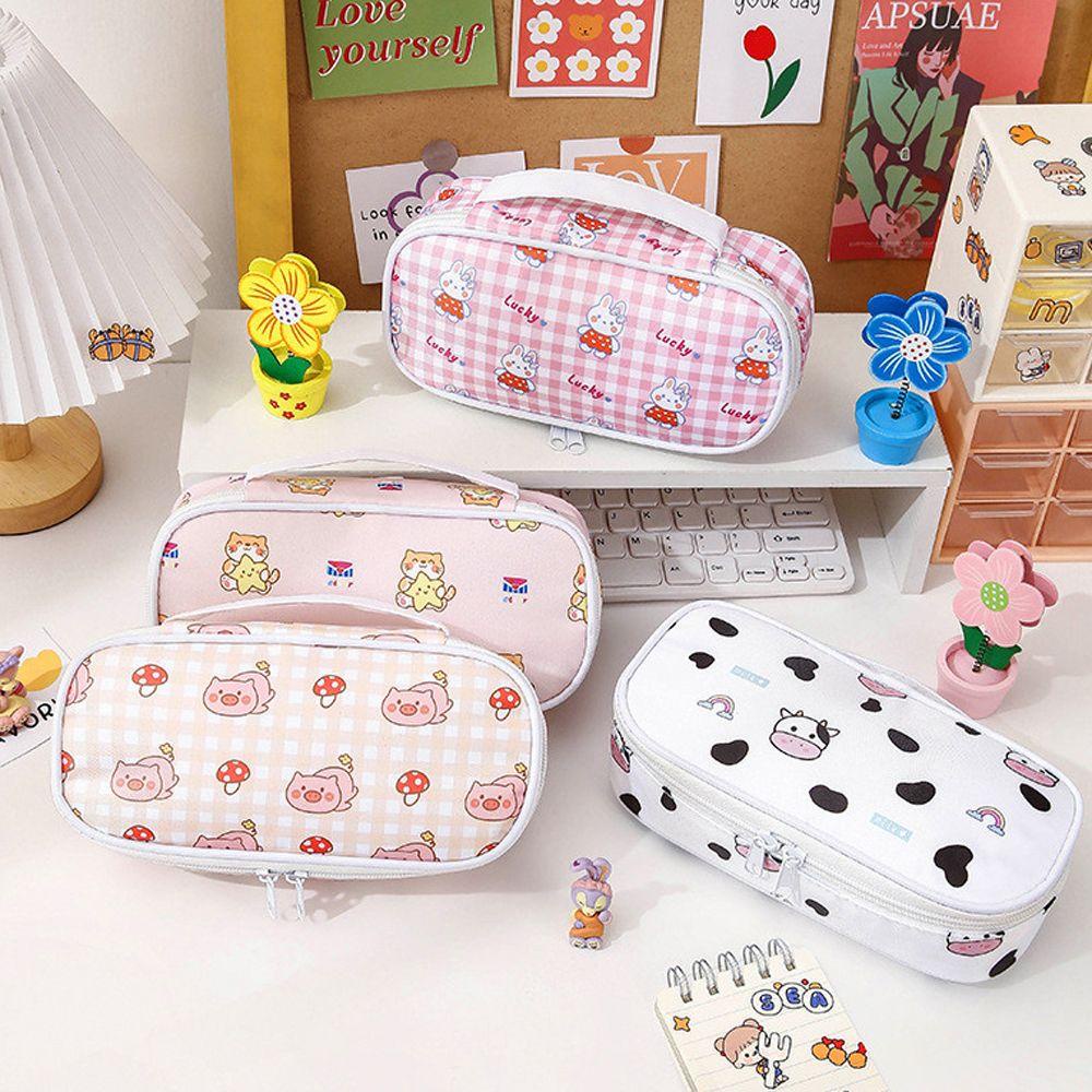 Túi Đựng Bút Bằng Vải Canvas In Hình Động Vật Dễ Thương Sáng Tạo