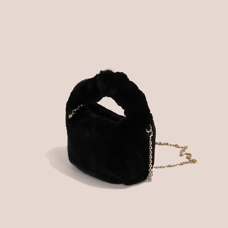 Chaika Kilter Túi Đeo Chéo Vai CK1351 Bằng Vải Lông Màu Trơn Phối Dây Xích Thời Trang Thu Đông Cho Nữ