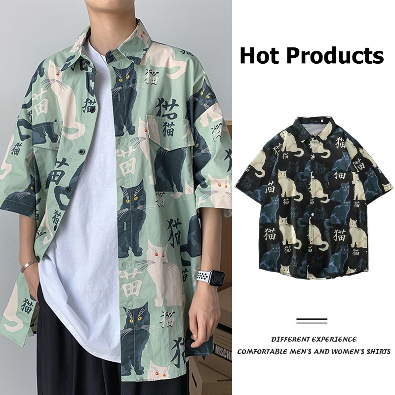 (M ~ 3XL) Áo sơ mi nam tay ngắn, phong cách Hàn Quốc hợp thời trang và đẹp trai, trang phục cặp đôi sinh viên, phong các