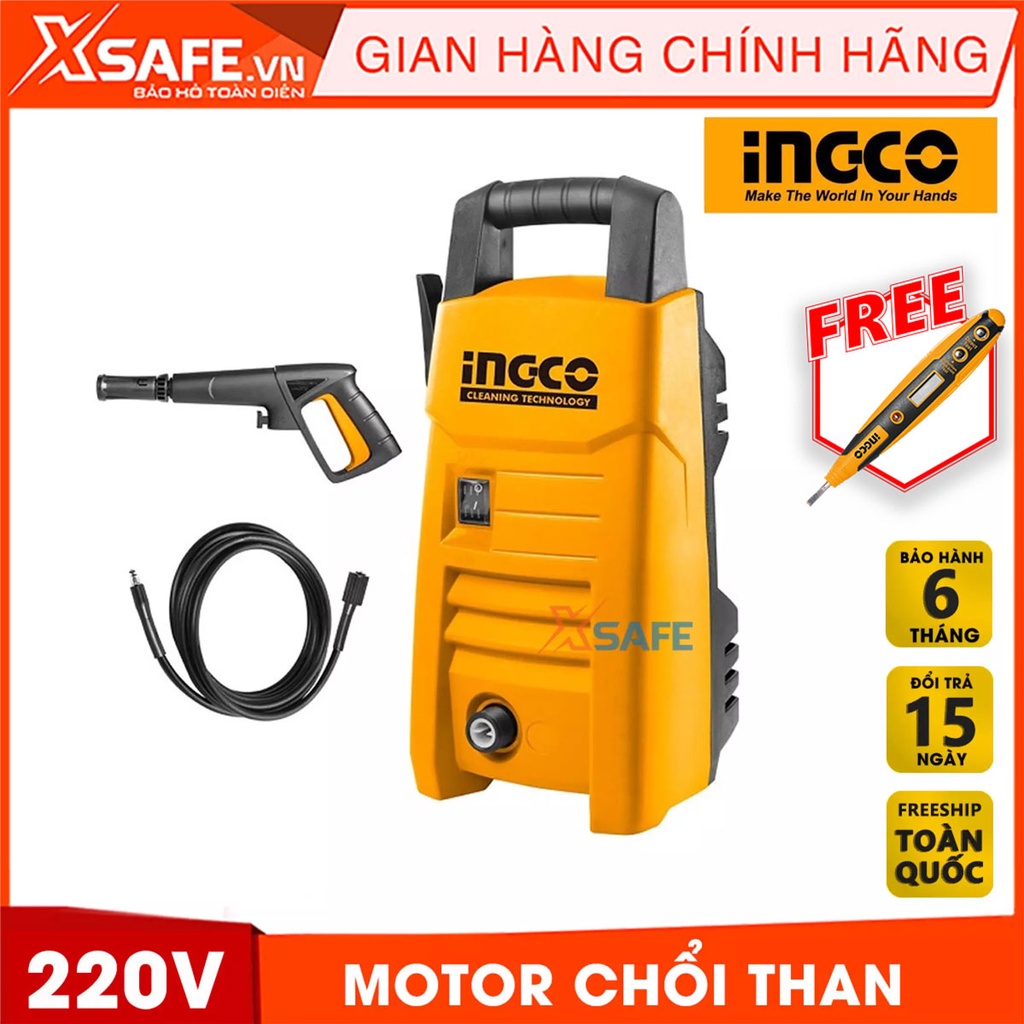 Máy xịt rửa INGCO HPWR12001 1200W kèm 1 bộ súng xịt Máy rửa xe áp suất cao motor chổi than, dây nhôm